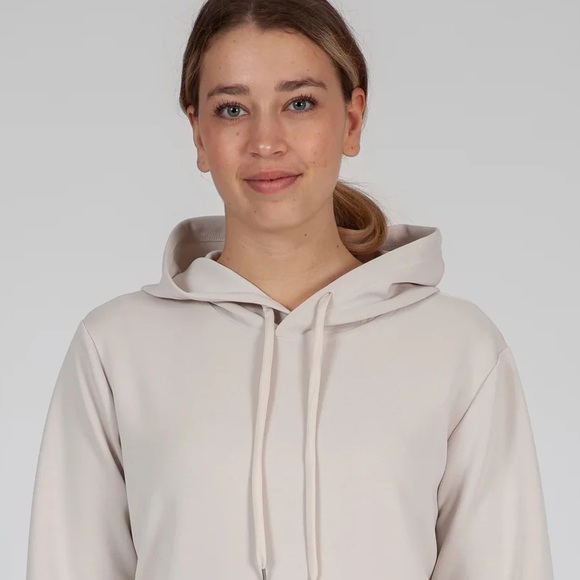 Lazy pants PREMIUM LUXE SUEDED SCUBA HOODIE IN BONE - Picture 6 of 8